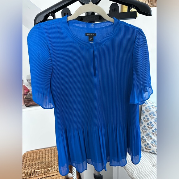 Ann Taylor Royal Blue Pleated Blouse - Picture 1 of 2